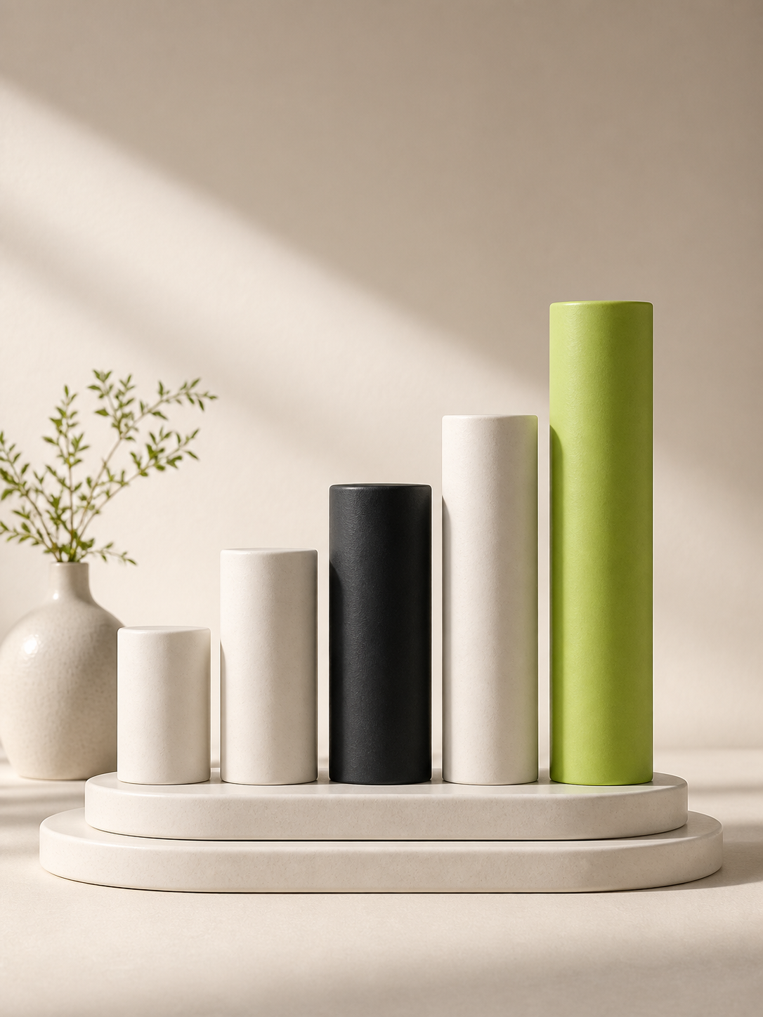 Rising ceramic columns, an abstract growth chart